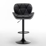 Σκαμπό Bar ArteLibre DRASH Με Πλάτη Πτυσσόμενο Μαύρο PU/Μέταλλο 54x52x87-109cm