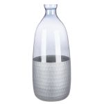 Βάζο Μπουκάλι 'Canus' Γυαλί Γκρι/Ασημί 13x13x33cm