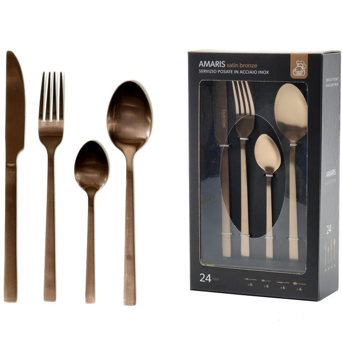 Σετ Μαχαιροπίρουνα Amaris χάλκινο/σατινέ ανοξείδωτο ατσάλι 24Τμχ
