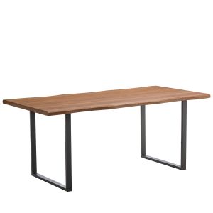 Τραπέζι Τραπεζαρίας ArteLibre AEMON Σκούρο Ακακία/Μαύρο Μέταλλο/Μοριοσανίδα 180x90x75cm