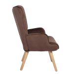 Πολυθρόνα ArteLibre MARION Καφέ Βελούδο/Ξύλο 73x69x96cm