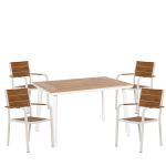 Σετ Τραπεζαρία Κήπου ArteLibre EPUPA Λευκό/Καρυδί Αλουμίνιο/Ξύλο Με 4 Πολυθρόνες 14990202