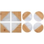 Σουβέρ 4Τμχ Μπαμπού/Μάρμαρο 2 Σχέδια ALPINA