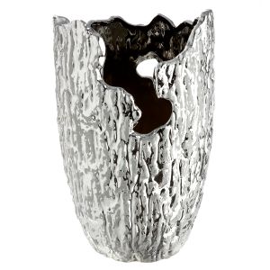 Βάζο Κωνικό Κεραμικό Ασημί Χρώμα D14X22Cm D14X22Cm