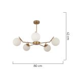 Φωτιστικό Κρεμαστό ArteLibre CRATER Πεντάφωτο Χρυσό/Λευκό Μέταλλο/Γυαλί 80x41cm