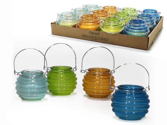 Κερί Σιτρονέλας Σε Γυάλινο Δοχείο Φ8x7cm Σε 4 Χρώματα