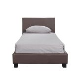 Κρεβάτι ArteLibre AZALEA Σκούρο Καφέ PU 213x101x88cm (Στρώμα 90x200cm)