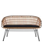 Καναπές Κήπου ArteLibre ARVENIUS Φυσικό/Μαύρο Rattan 124x57x77cm
