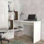 Γραφείο-Βιβλιοθήκη ArteLibre PERCY Λευκό/Καρυδί Μοριοσανίδα/Μελαμίνη 120x90x74/150cm