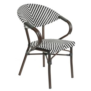 Πολυθρόνα Κήπου ArteLibre KIYOSHI Λευκό/Μαύρο/Καφέ Μπαμπού/Rattan 57x60x82cm