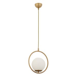 Φωτιστικό Κρεμαστό ArteLibre LUI Αντικέ/Λευκό Μέταλλο/Γυαλί 25x100cm