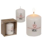 Κερί Κύλινδρος ‘I Love You’ Λευκό 6x8cm