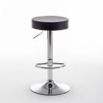 Σκαμπό Bar ArteLibre LORTHA Πτυσσόμενο Μαύρο PU/Μέταλλο Φ39x64-86cm