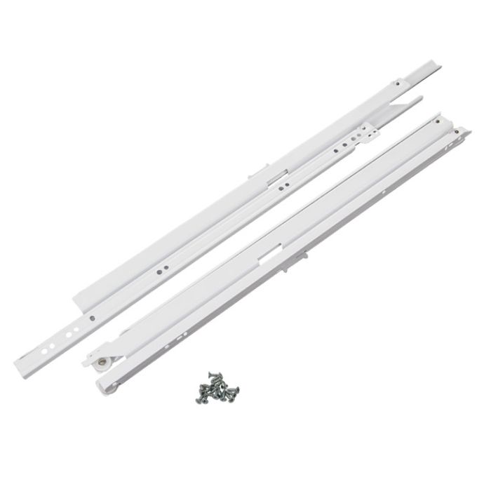 Οδηγός Συρταριού Με Ροδάκι 350mm Λευκό Πλήρες Άνοιγμα