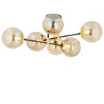 Φωτιστικό Κρεμαστό ArteLibre MAR Πολύφωτο Χρυσό/Μελί Μέταλλο/Γυαλί 70x35cm