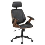 Καρέκλα Γραφείου Διευθυντή ArteLibre MILIUS Μαύρο/Καφέ Ξύλο/PU/Αλουμίνιο 53x56x73-83cm