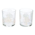 Φανάρι Καταιγίδας Cylindrical "Namaste" Δέντρο Motif Lotus Motif Yoga Motif Γυάλινο Brown Clear PU 18 Pcs. Assorted H. c