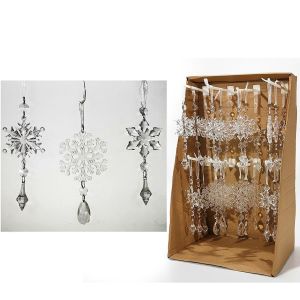 Διακοσμητικό Κρεμαστό Διάφανο Με Νιφάδα 13cm Σε 4 Σχέδια