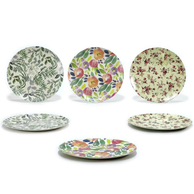 Πιάτο FLOWERS Πολύχρωμο Πορσελάνη Φ25CM Σε 3 Σχέδια