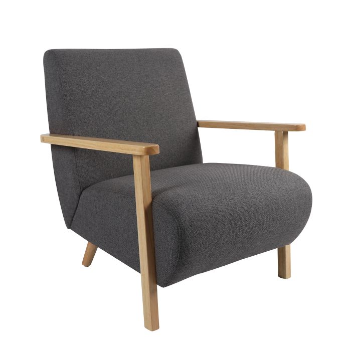 Πολυθρόνα ArteLibre GREVILLEA Γκρι/Φυσικό Ύφασμα/Ξύλο 82x70.5x85cm