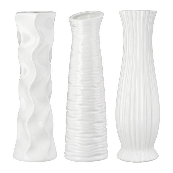 Βάζο Κεραμικό Λευκό Ποικιλία 3 φορές D13X46Cm D13X46Cm