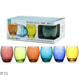 Ποτήρια Marcelo Σετ 6 Χρωμάτων Γυάλινα 37cl 6Τμχ
