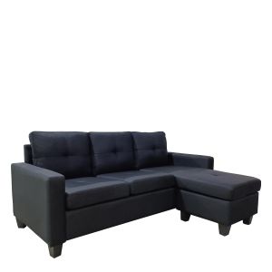 Καναπές Γωνιακός ArteLibre IDRIL Αναστρέψιμος Μαύρο Ύφασμα 205x162x84cm