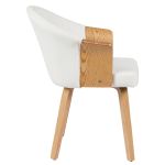 Καρέκλα Τραπεζαρίας ArteLibre CASSIAN Λευκό/Φυσικό Ξύλο/PU 55x58x78cm