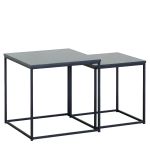 Τραπεζάκι Σαλονιού ArteLibre SOMERTON Μαύρο Μάρμαρο Μοριοσανίδα/Μέταλλο 40x40x50/35x35x45cm Σετ 2Τμχ