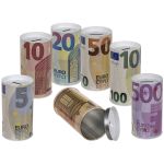 Κουμπαράς Χαρτονόμισμα Ευρώ Με Αποσπώμενο Καπάκι Μέταλλο 15.5x8cm Σε 6 Σχέδια