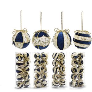 Χριστουγεννιάτικη Μπάλα Μπλε 60mm Σετ 10Τμχ Σε 4 Σχέδια
