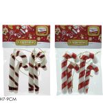 Χριστουγεννιάτικα Κρεμαστά Καραμέλες 7/9cm Σετ 4Τμχ Σε 2 Σχέδια