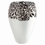 Βάζο Τριαντάφυλλο Μοτίφ Κεραμικό Λευκό D16X24Cm D16X24Cm