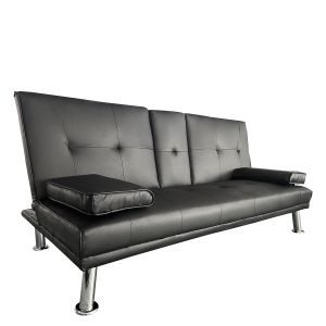 Καναπές Κρεβάτι Τριθέσιος ArteLibre ALFRED Μαύρο PU 164x76.5x79cm