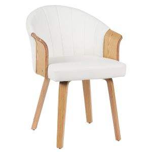 Καρέκλα Τραπεζαρίας ArteLibre CASSIAN Λευκό/Φυσικό Ξύλο/PU 55x58x78cm