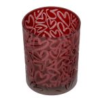 Φανάρι κυλινδρικό μοτίβο καρδιάς γυάλινα σκεύη κόκκινο D10X13Cm D10X13Cm