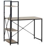 Γραφείο ArteLibre JORVIK Με Ράφια Δρυς/Μαύρο Μοριοσανίδα/Μέταλλο 100x52x120cm