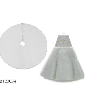 Χριστουγεννιάτικη Βάση Δέντρου Συνθετική Γούνα Λευκό Φ120cm