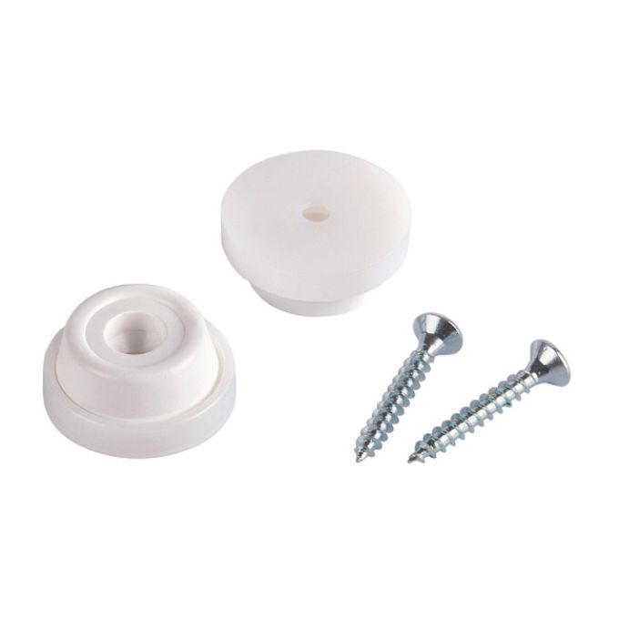 Στόπερ Βιδωτό Λευκό Πλαστικό 24mm 4Τμχ