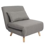 Πολυθρόνα Κρεβάτι ArteLibre VERA Γκρι Ανοιχτό Ύφασμα/Ξύλο 79x80x89cm