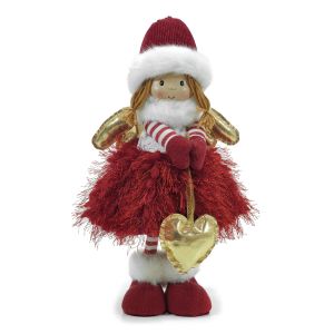 Χριστουγεννιάτικος Άγγελος Όρθιος Με Καρδιά Κόκκινο 38cm