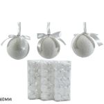 Χριστουγεννιάτικη Μπάλα Λευκό 60mm Σετ 10Τμχ Σε 3 Σχέδια