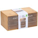 Κουτί Καλλυντικών με 4 Συρτάρια Μπαμπού 13.8x23.7x11cm