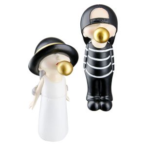 Φιγούρα Παιδί 'Bubblegum' Πολυρεζίνη Μαύρο/Λευκό 8.5x9x19cm 2Τμχ