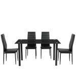 Σετ Τραπεζαρίας (4+1) ArteLibre TAGETES Μαύρο 120x70x75cm