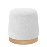 Σκαμπό ArteLibre PRIMULA Με Ξύλινη Βάση Λευκό Ύφασμα Teddy 38x38x41cm