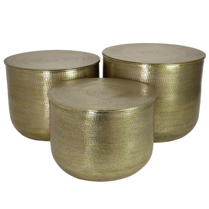 Τραπεζάκι-Κασπώ ArteLibre Μέταλλο Χρυσό 59x59x46cm Σετ 3Τμχ