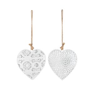 Διακοσμητικό Κρεμαστό ArteLibre Καρδιά Λευκό Μέταλλο 2x15x16cm Σε 2 Σχέδια