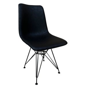 Καρέκλα Τραπεζαρίας ArteLibre SELVA Vintage Μαύρο PU/Μέταλλο 43x57x81cm