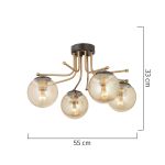 Φωτιστικό Οροφής ArteLibre NORMA Τετράφωτο Χρυσό/Μελί Μέταλλο/Γυαλί 55x33cm